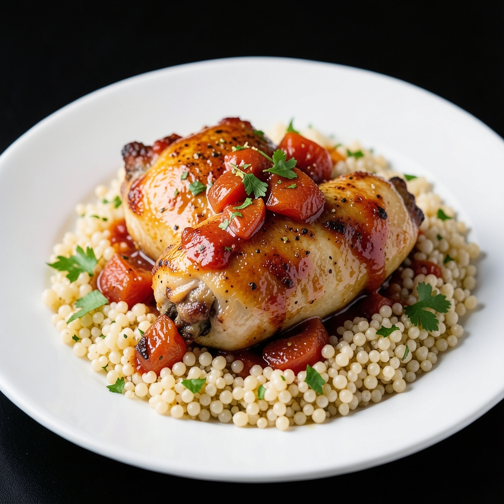 Armenian-Inspired Apricot Chicken with Herbed Pearl Couscous