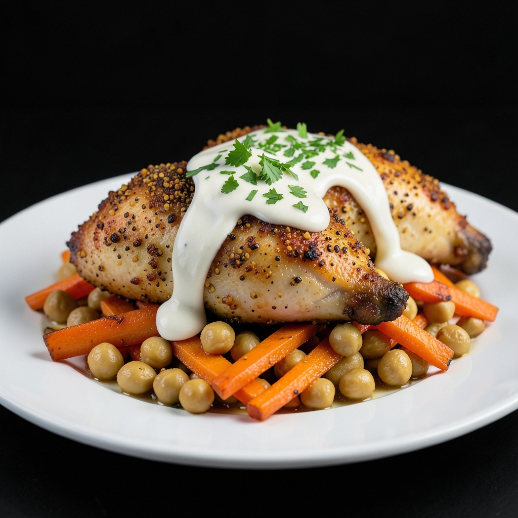 Crispy Za’atar Chicken with Warm Carrot-Chickpea Salad