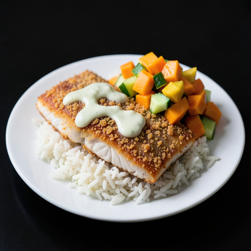 Crispy Coconut-Lime Cod with Mango Cucumber Relish