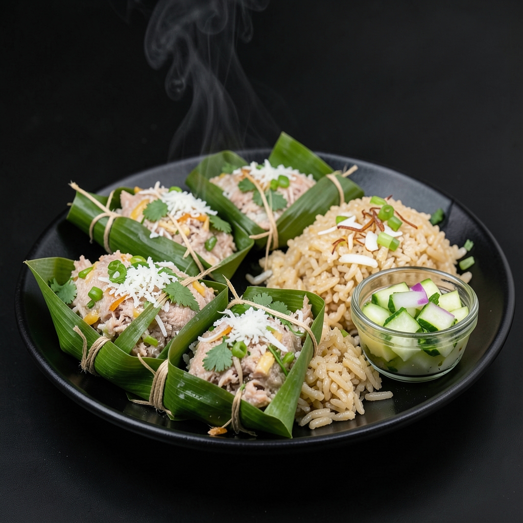 Coconut-Lime Tuna Parcels with Breadfruit-Style Rice (Kiribati-Inspired)
