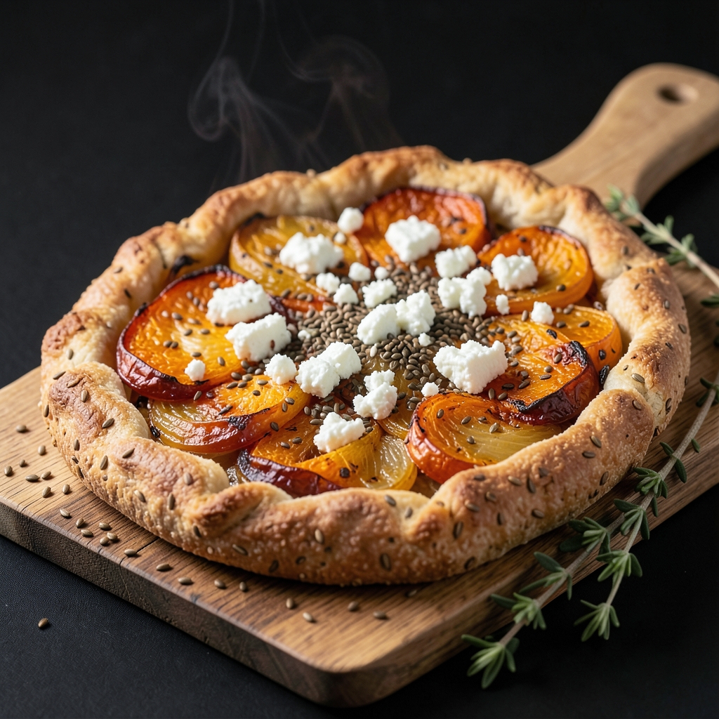 Estonian-Inspired Pumpkin, Caraway & Onion Rye Galette