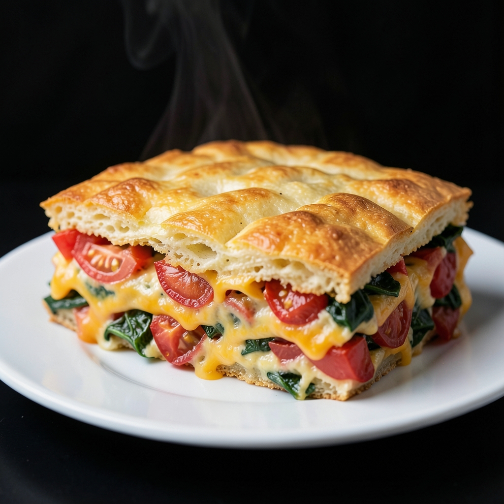 Tomato-Cheddar Breakfast Strata with Spinach