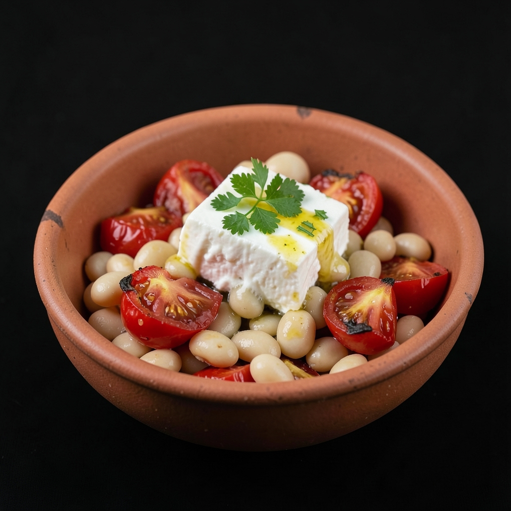 Bubbly Feta and White Beans with Roasted Tomatoes