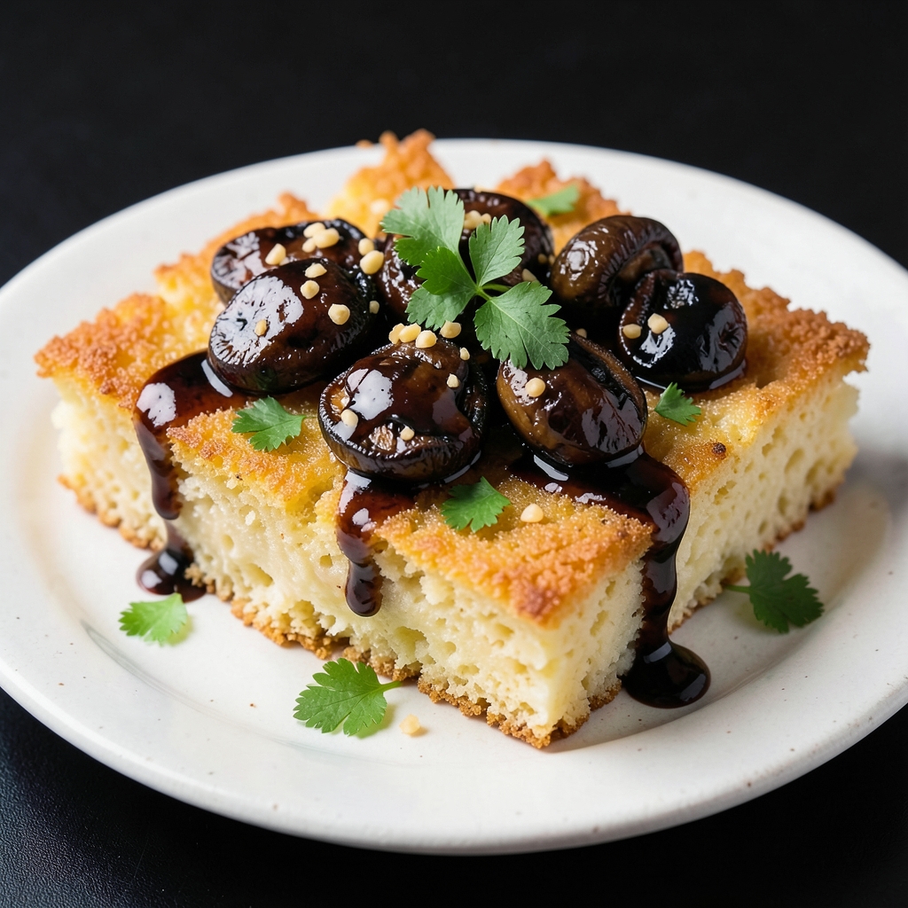 Crispy Parmesan Polenta Squares with Garlic-Balsamic Mushrooms