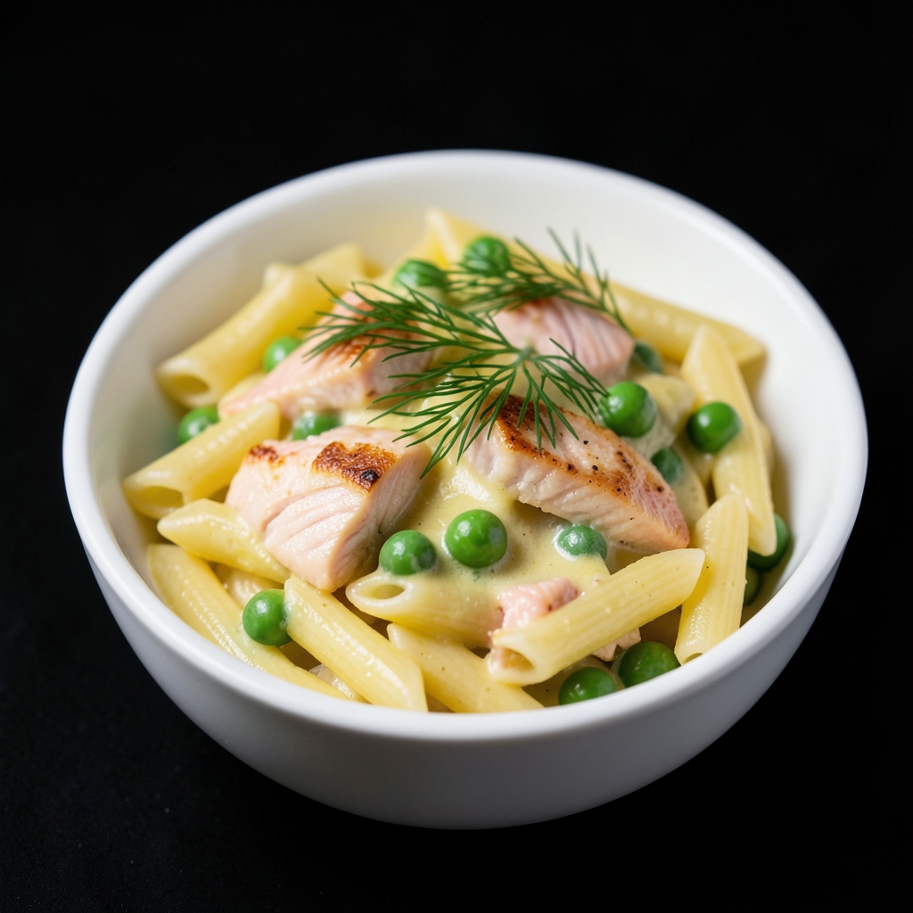 Creamy Lemon-Dill Salmon Pasta with Peas