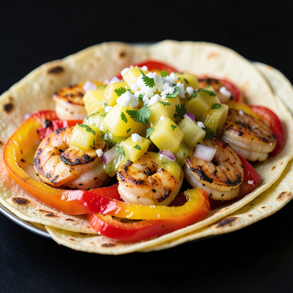 Sheet-Pan Shrimp Fajitas with Pineapple-Lime Salsa