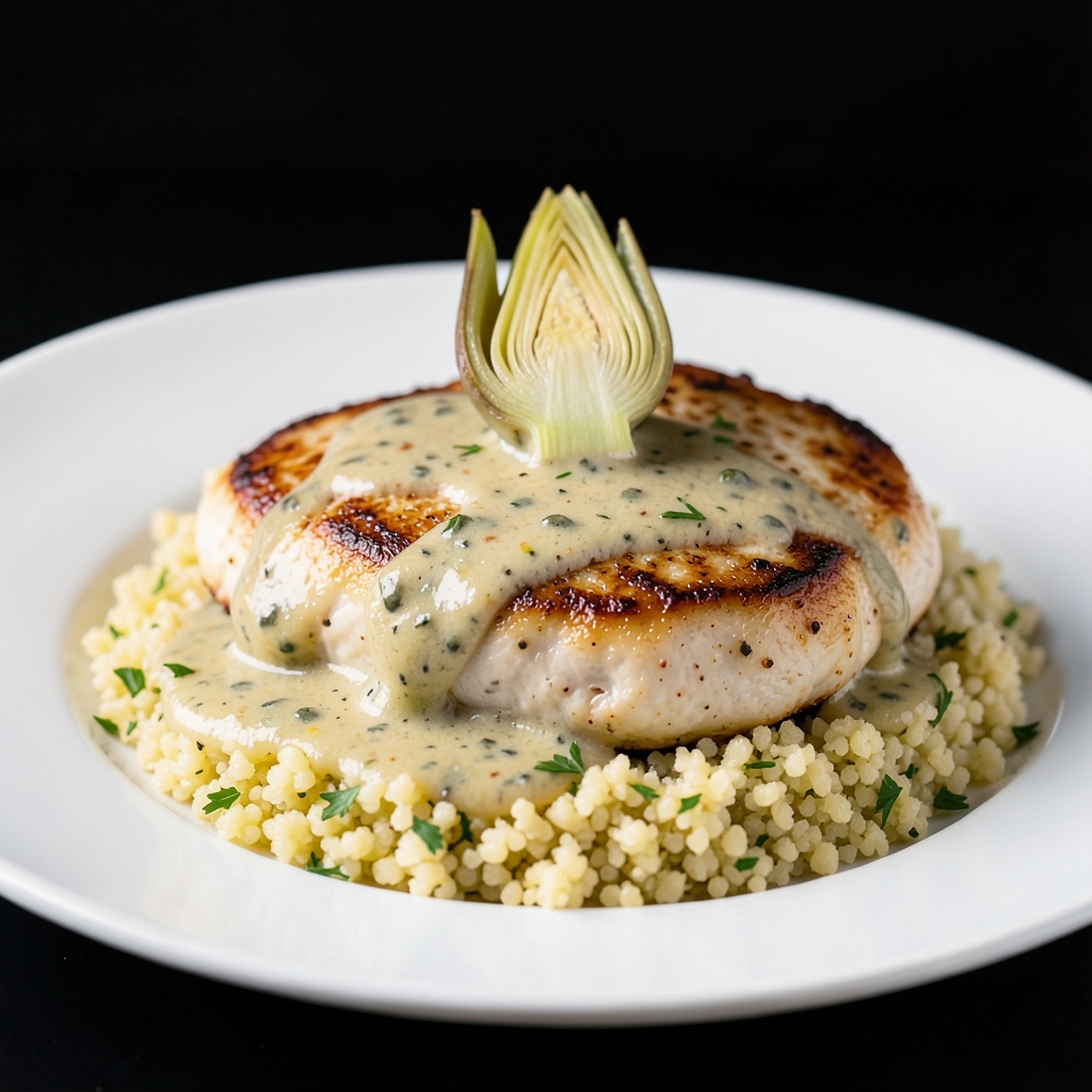 Creamy Artichoke Chicken with Buttery Lemon Couscous