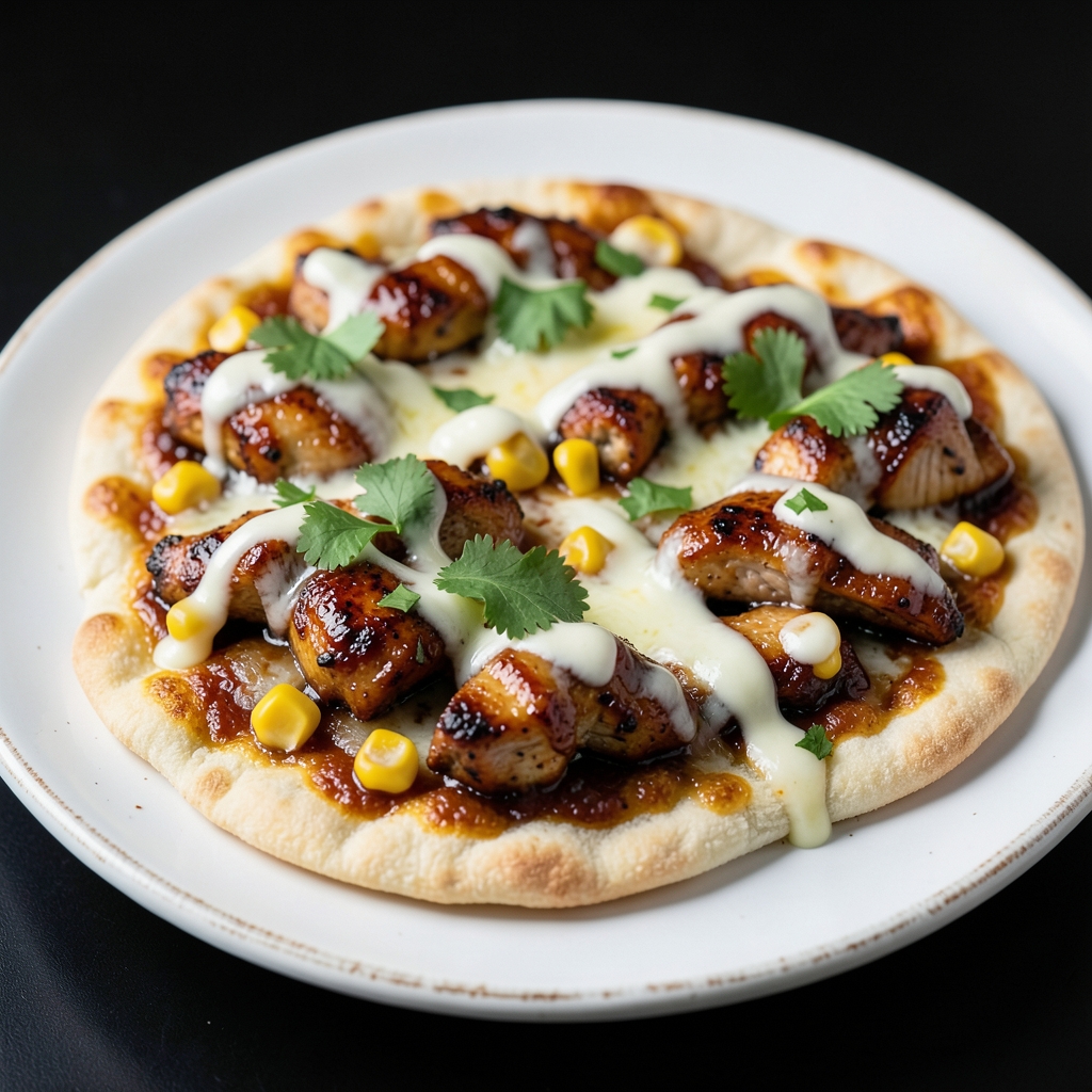 Smoky Barbecue Chicken Naan Pizzas with Lime Crema