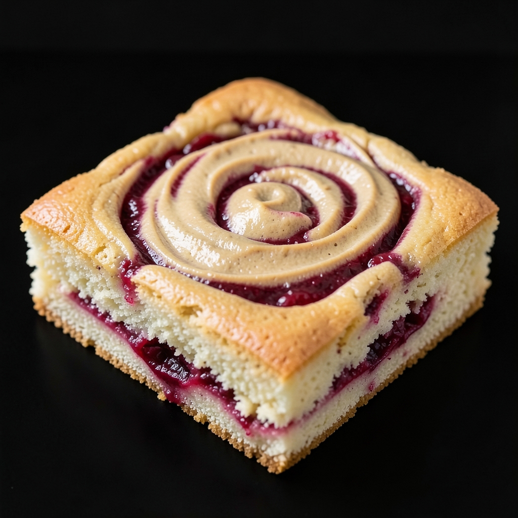 Peanut Butter and Raspberry Swirl Snack Cake