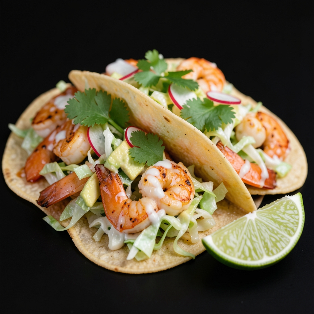 Chili-Lime Shrimp Tacos with Creamy Avocado Slaw
