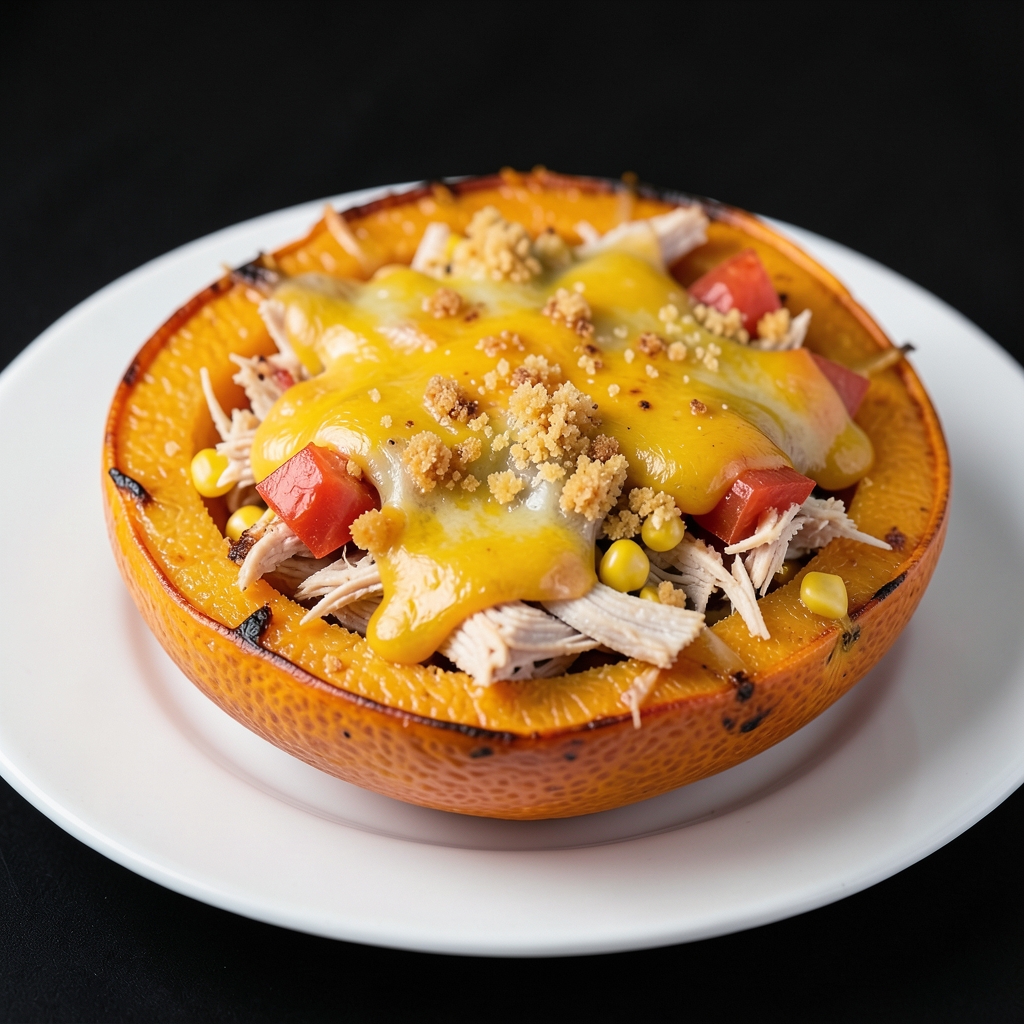 Crispy Turkey and Corn Stuffed Acorn Squash