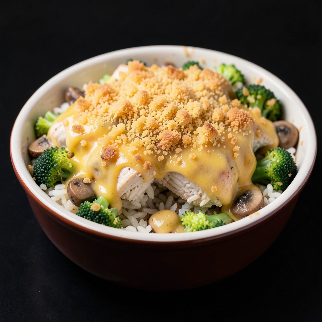 Cheesy Chicken, Broccoli & Rice Bake with Golden Crumb Topping
