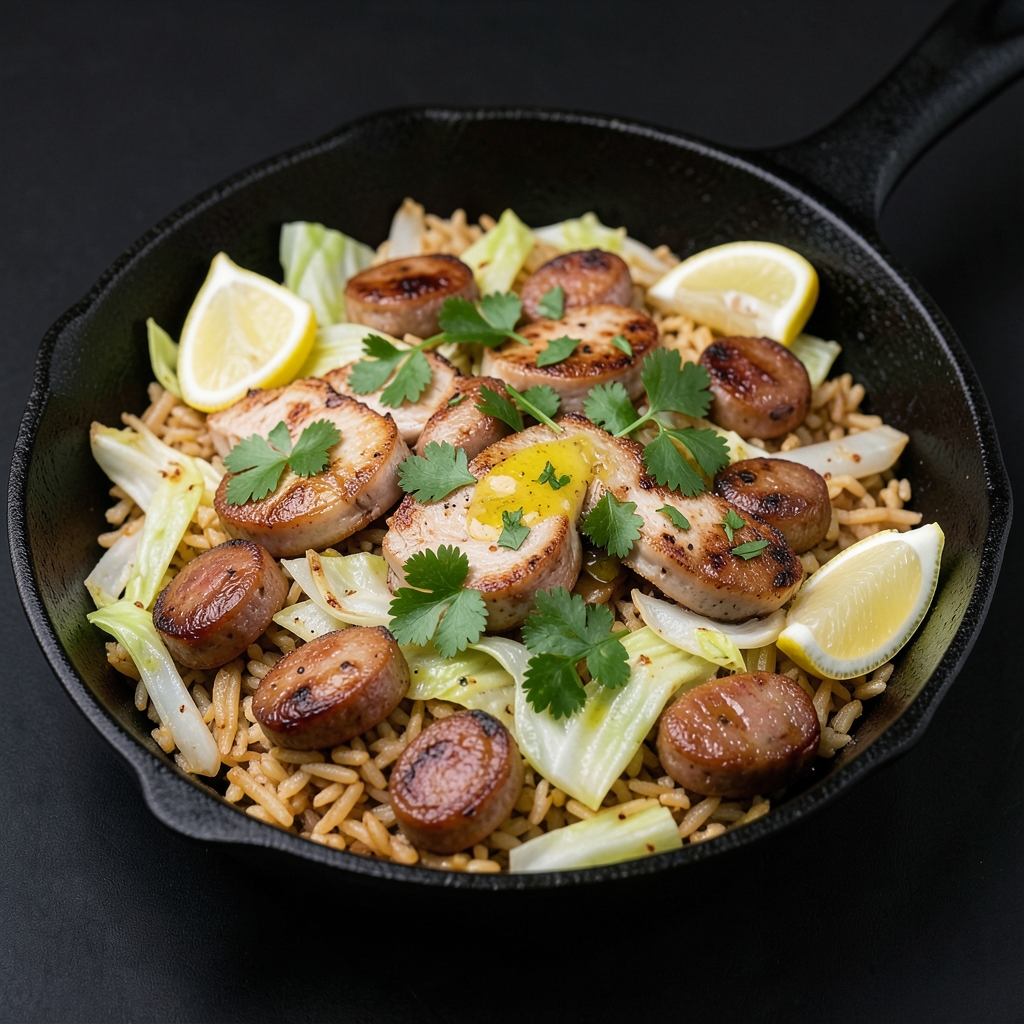 Smoky Sausage and Cabbage Rice Skillet