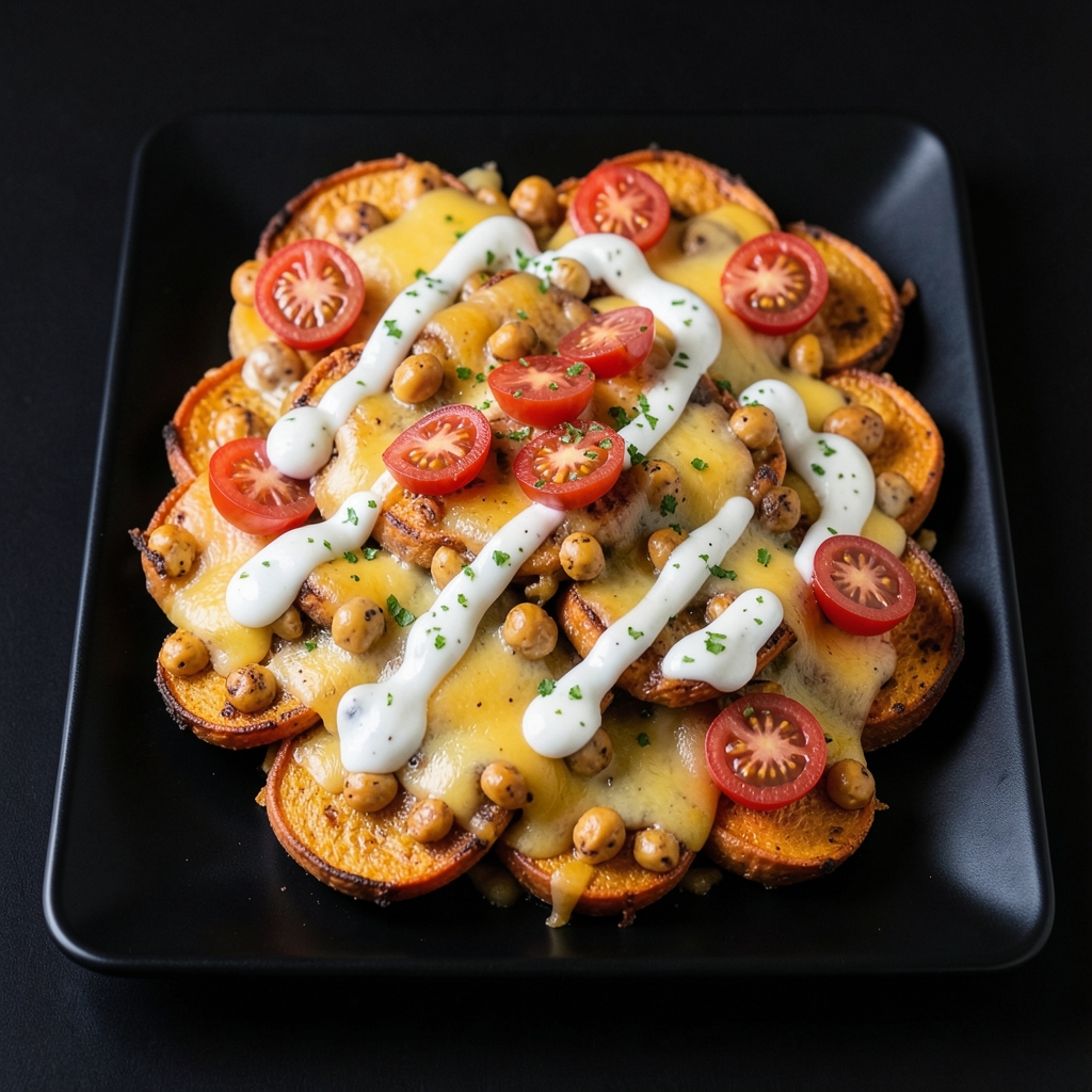 Cheesy Sweet Potato and Chickpea Sheet-Pan Nachos