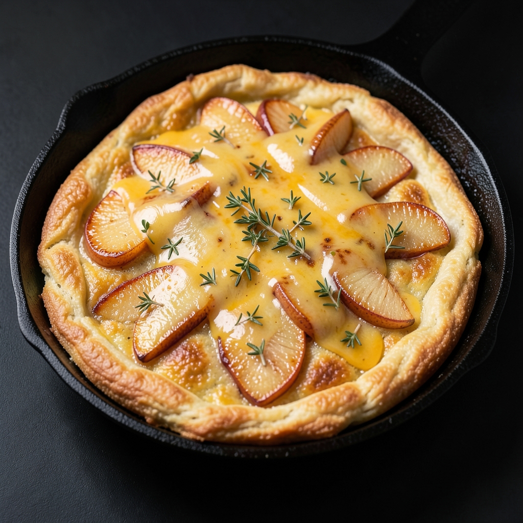 Cheddar-Apple Skillet Dutch Baby with Thyme