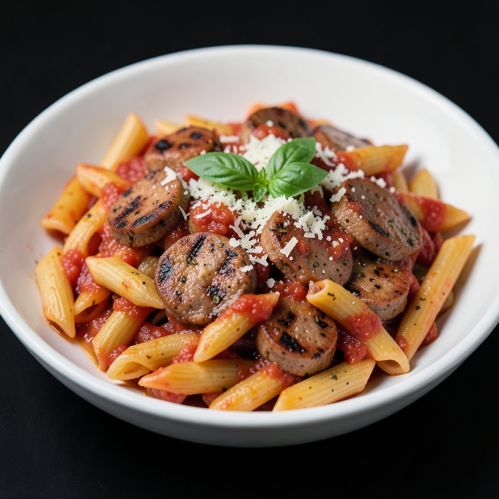 Chicken Sausage Pasta with Quick Pantry Tomato Sauce