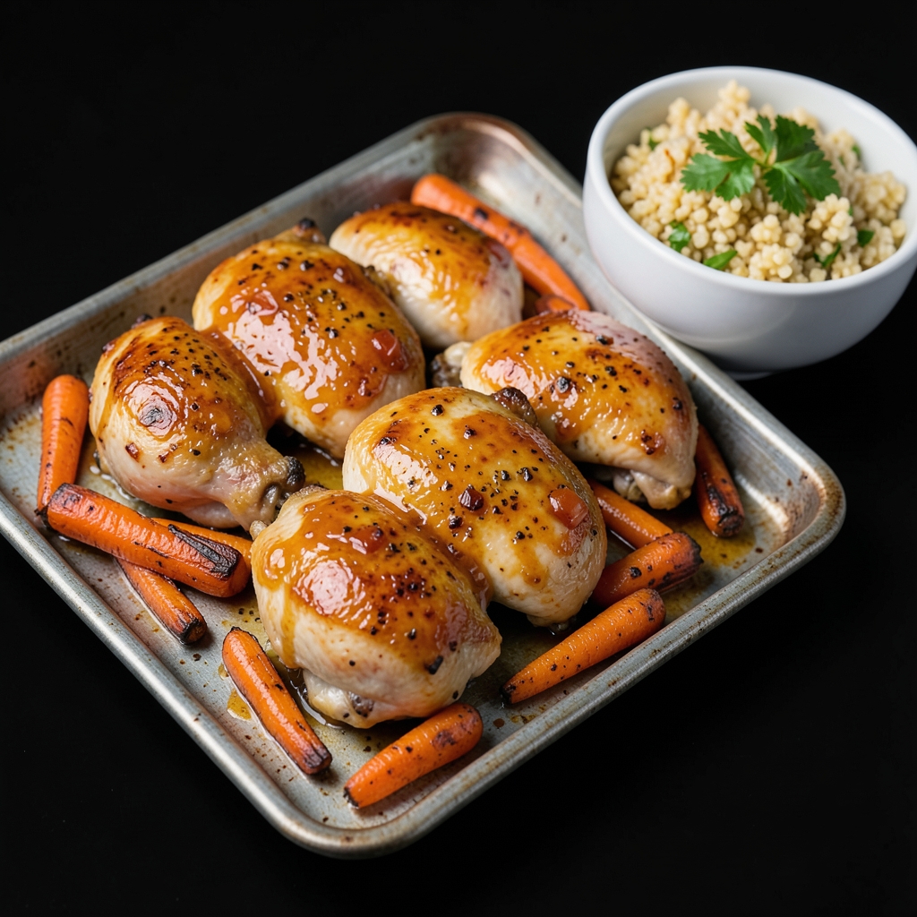 Apricot-Dijon Roast Chicken with Carrots and Herbed Farro
