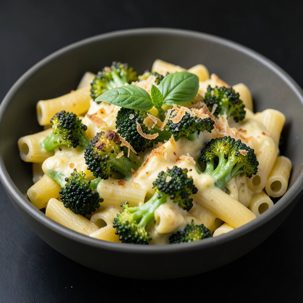 Roasted Broccoli Rigatoni with Lemon Ricotta and Basil