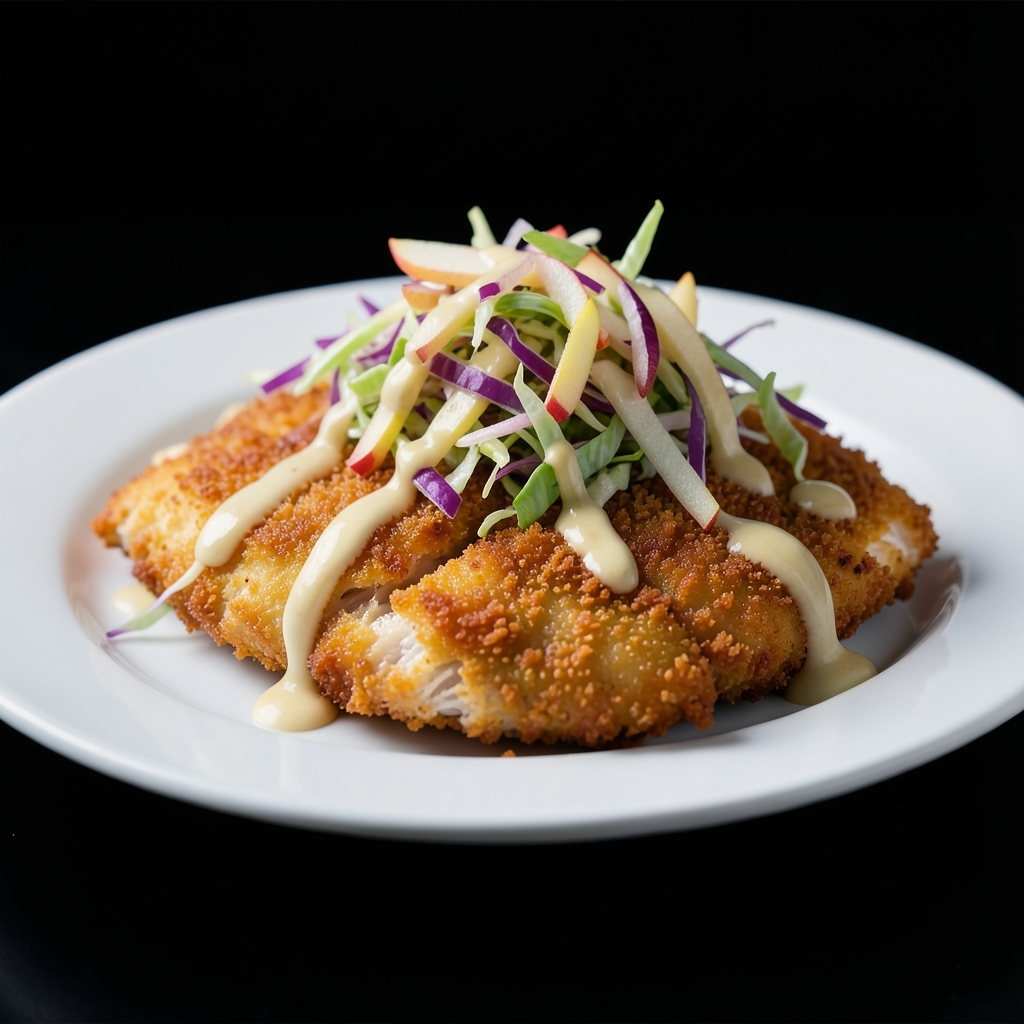 Crispy Chicken Schnitzel with Apple-Cabbage Slaw